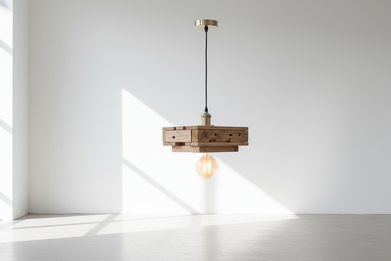 Palettenlampe Hängelampe aus recycelten Europaletten - rustikale Beleuchtung