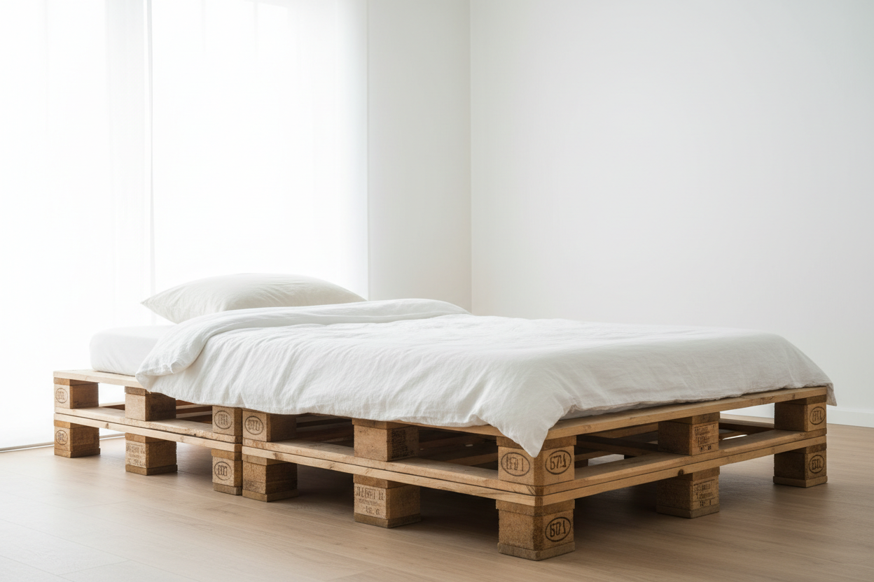 Palettenbett Einzelbett 90x200 cm aus recycelten Europaletten