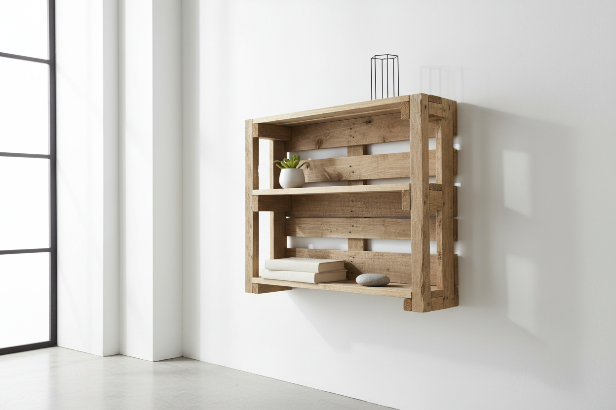 Wandregal klein aus recycelten Europaletten mit Deko