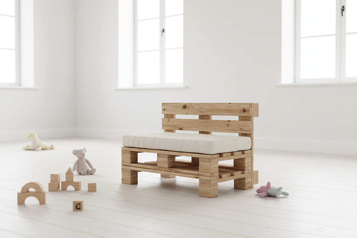 Sitzbank für Kinder aus recycelten Europaletten