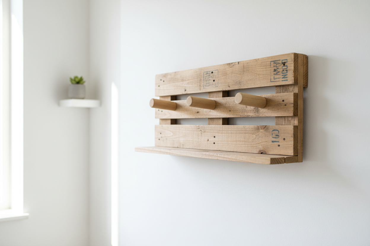 Garderobe für Kinder aus recycelten Europaletten mit Haken