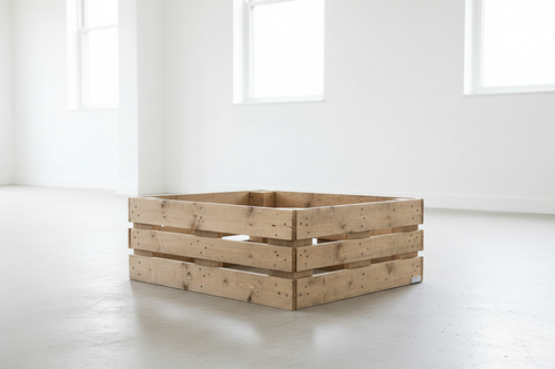 Offene Aufbewahrungsbox aus recycelten Europaletten