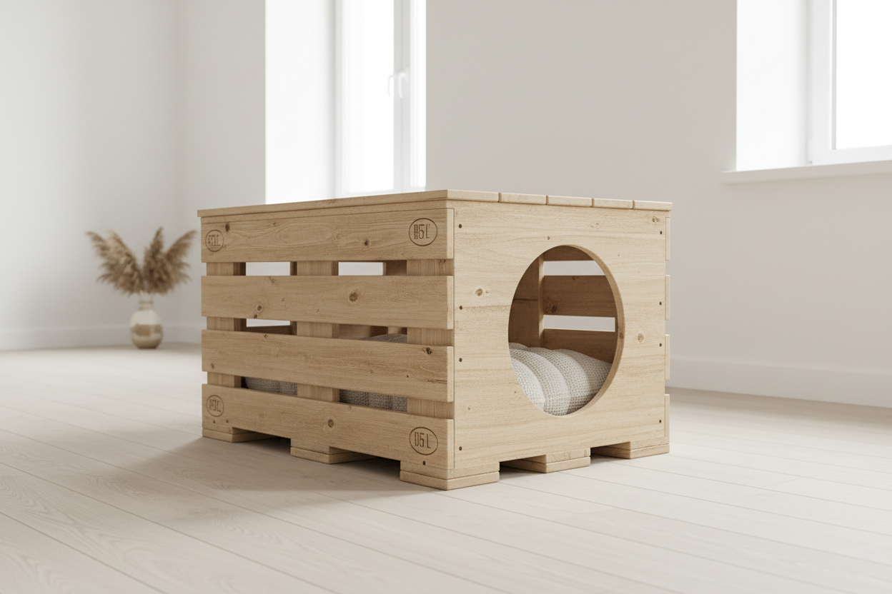 Katzenhaus aus recycelten Europaletten - gemütlicher Rückzugsort für Katzen