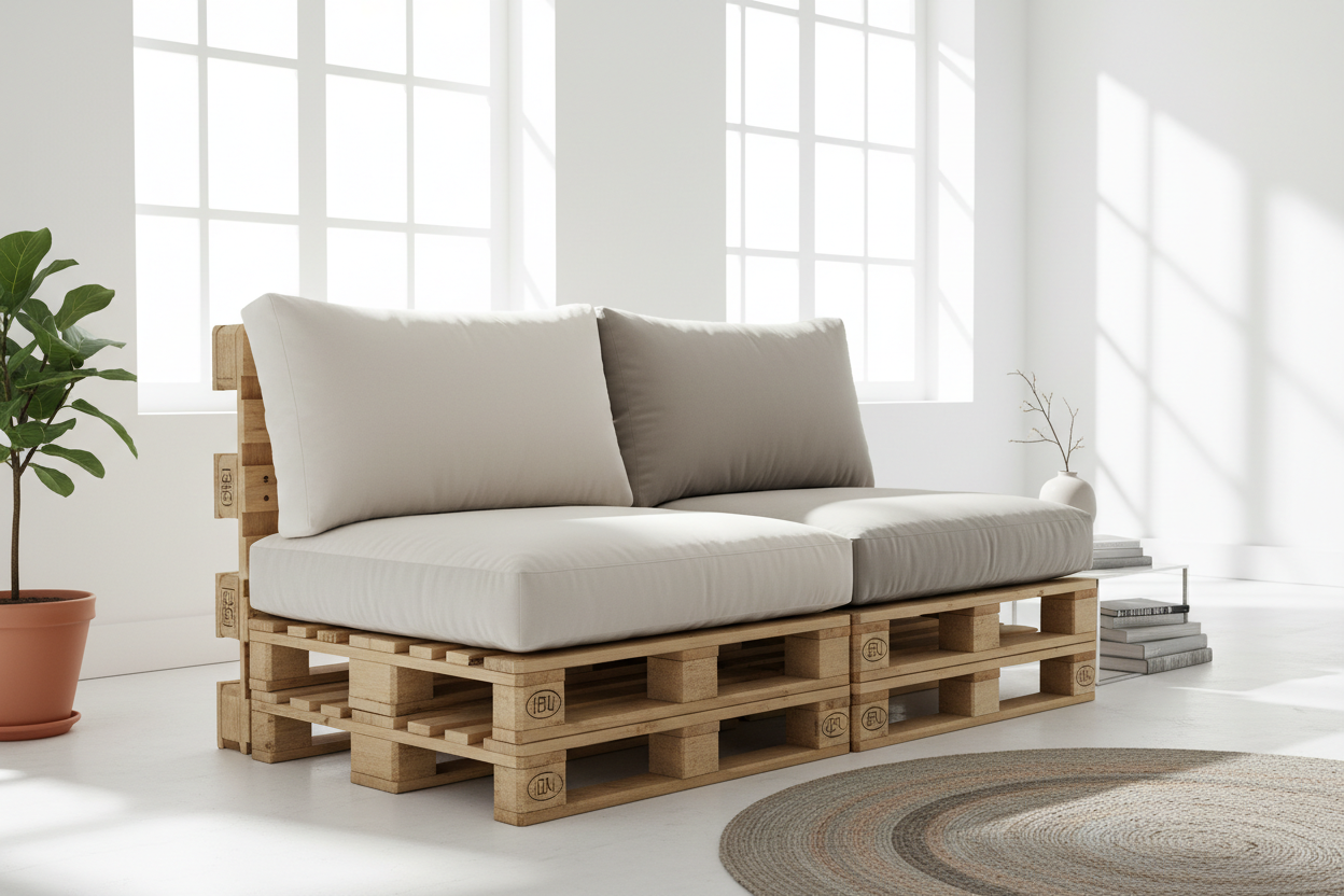 Palettensofa 2-Sitzer aus recycelten Europaletten - kompakt und gemütlich