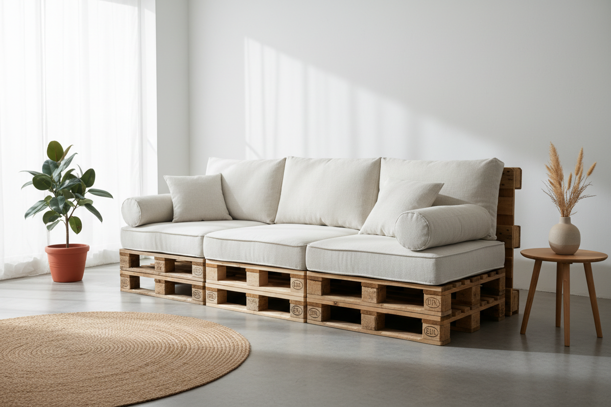 Palettensofa 3-Sitzer aus recycelten Europaletten - robust und komfortabel